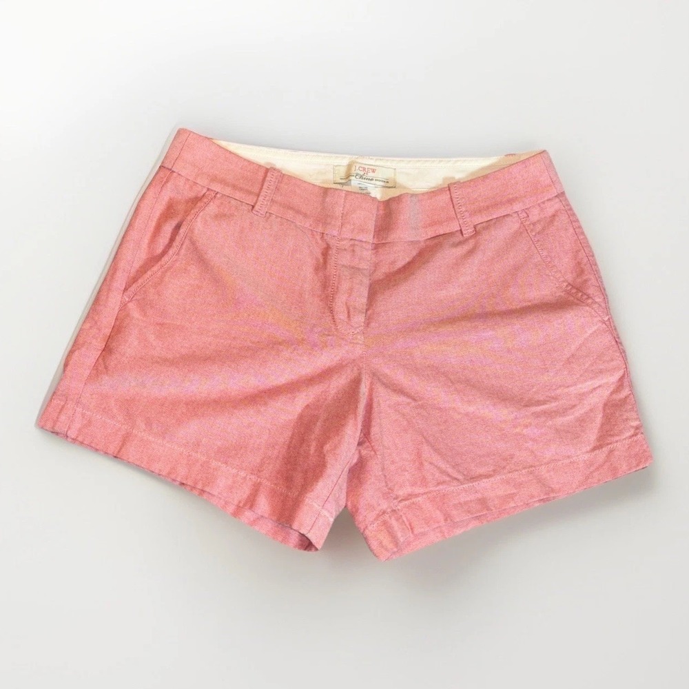 J Crew Women's Broken In Chino Shorts Size 4 Red Chambray
